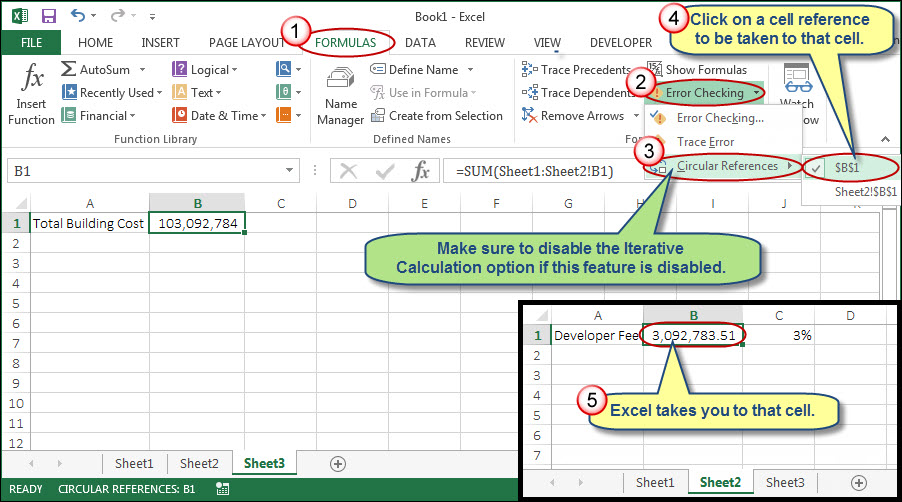 How to fix circular references in excel